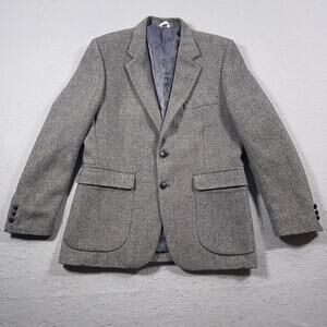 Joe Namath Signature Tweed Blazer Men‎ 40R Gray Herringbone Wool Blend Sport